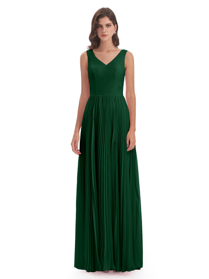 Kenya V-neck Split Chiffon Long Bridesmaid Dresses