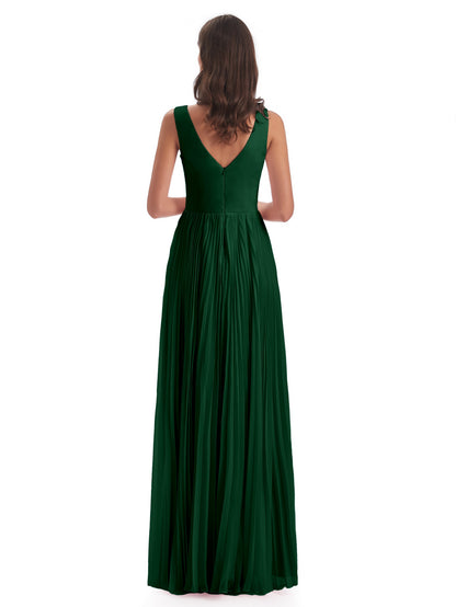Kenya V-neck Split Chiffon Long Bridesmaid Dresses