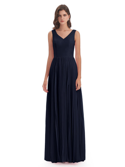 Kenya V-neck Split Chiffon Long Bridesmaid Dresses
