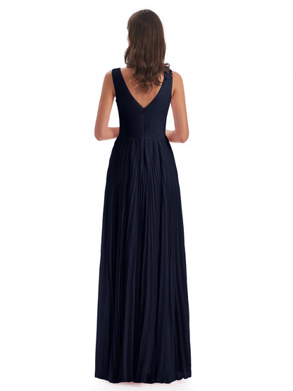 Kenya V-neck Split Chiffon Long Bridesmaid Dresses