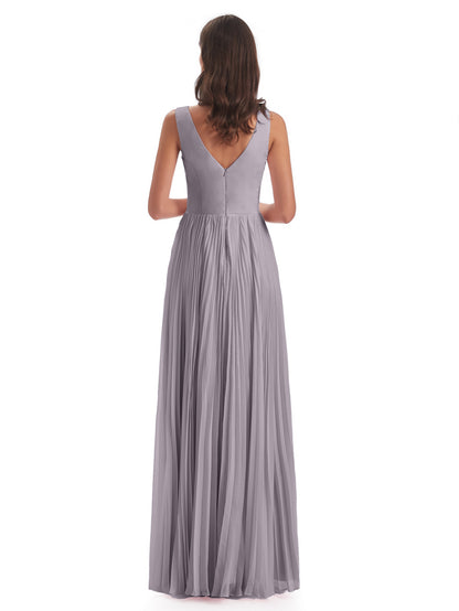 Kenya V-neck Split Chiffon Long Bridesmaid Dresses