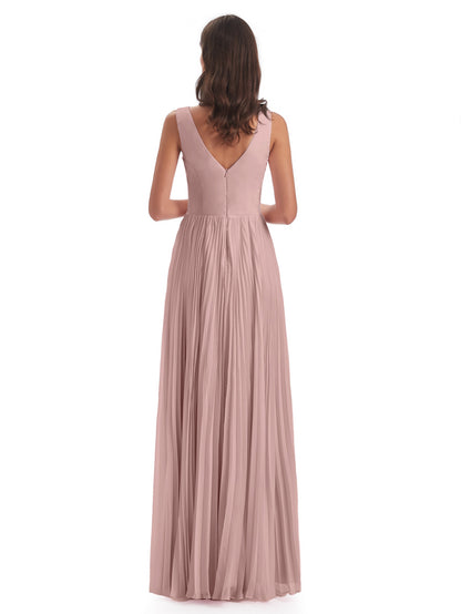 Kenya V-neck Split Chiffon Long Bridesmaid Dresses