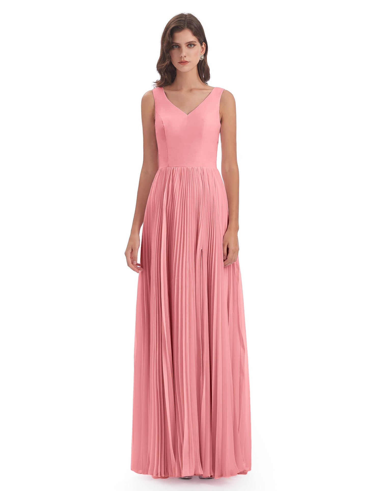 Kenya V-neck Split Chiffon Long Bridesmaid Dresses