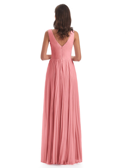 Kenya V-neck Split Chiffon Long Bridesmaid Dresses