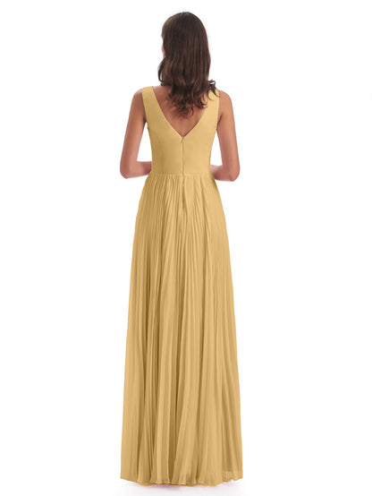 Kenya V-neck Split Chiffon Long Bridesmaid Dresses