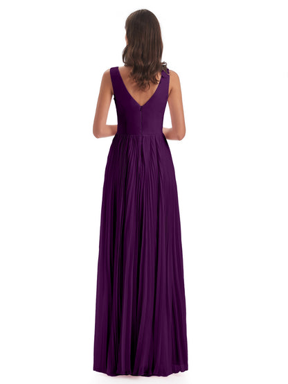 Kenya V-neck Split Chiffon Long Bridesmaid Dresses