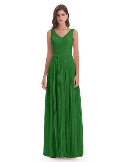 Kenya V-neck Split Chiffon Long Bridesmaid Dresses