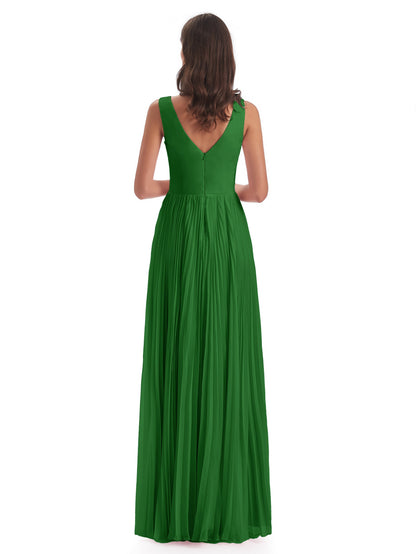 Kenya V-neck Split Chiffon Long Bridesmaid Dresses