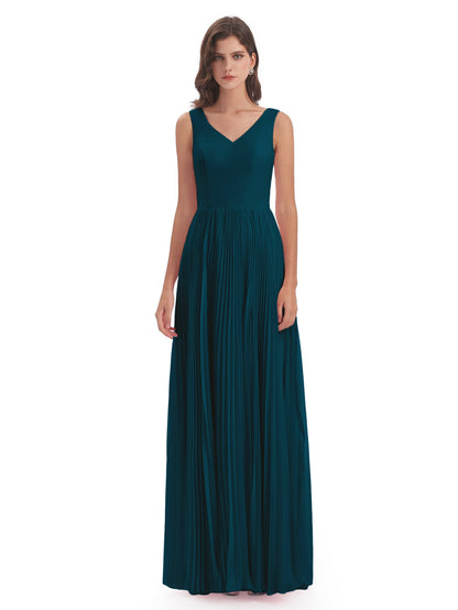 Kenya V-neck Split Chiffon Long Bridesmaid Dresses