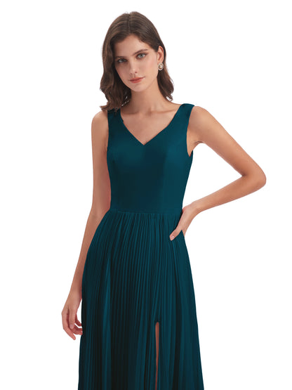Kenya V-neck Split Chiffon Long Bridesmaid Dresses