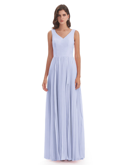 Kenya V-neck Split Chiffon Long Bridesmaid Dresses
