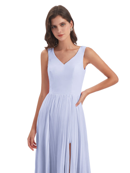 Kenya V-neck Split Chiffon Long Bridesmaid Dresses