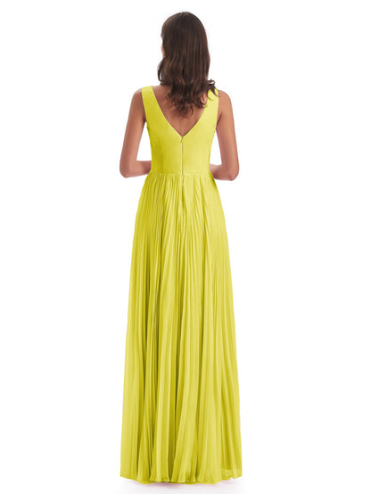 Kenya V-neck Split Chiffon Long Bridesmaid Dresses