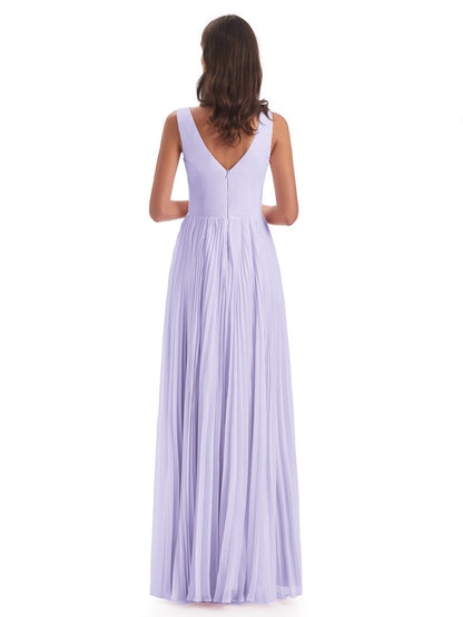 Kenya V-neck Split Chiffon Long Bridesmaid Dresses
