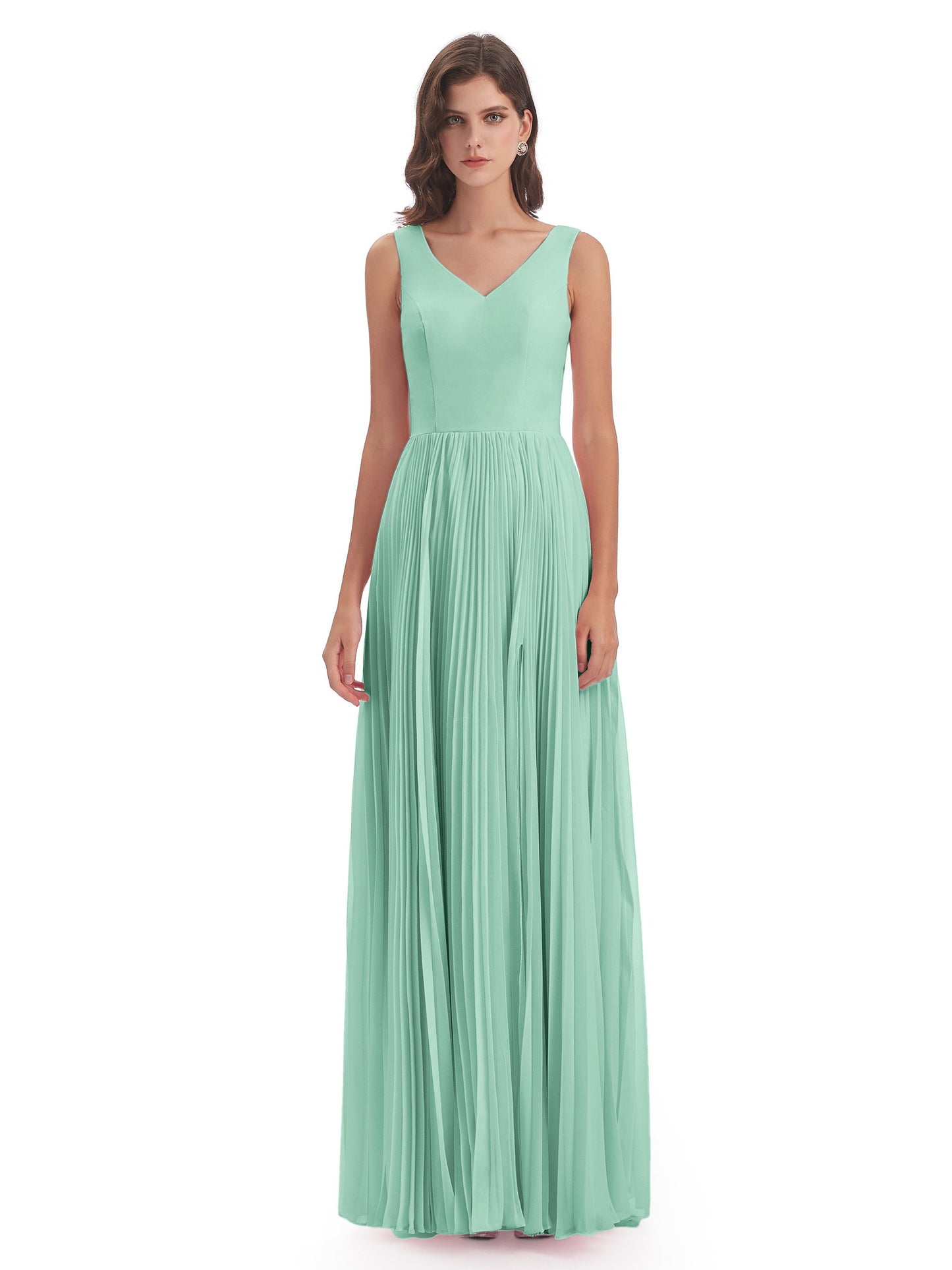 Kenya V-neck Split Chiffon Long Bridesmaid Dresses