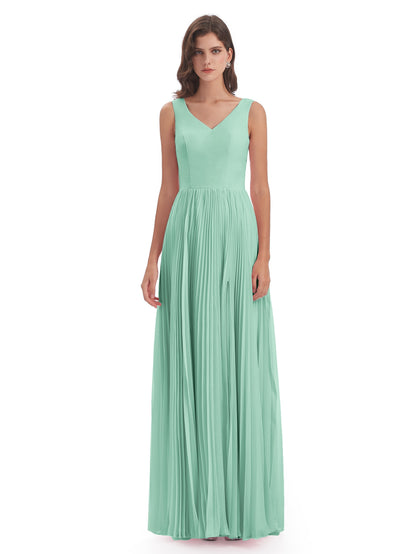 Kenya V-neck Split Chiffon Long Bridesmaid Dresses