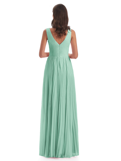 Kenya V-neck Split Chiffon Long Bridesmaid Dresses