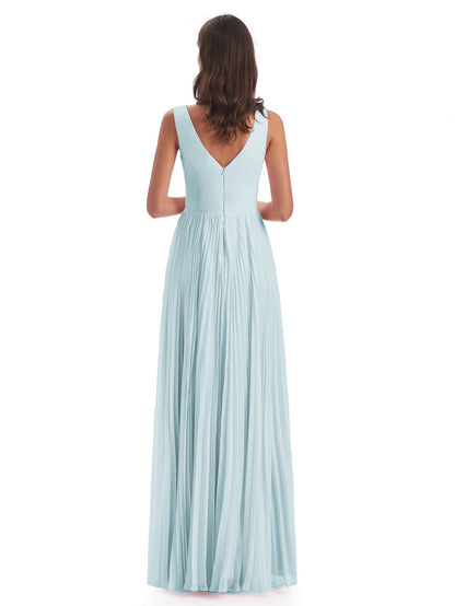 Kenya V-neck Split Chiffon Long Bridesmaid Dresses