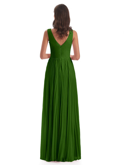 Kenya V-neck Split Chiffon Long Bridesmaid Dresses