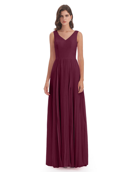 Kenya V-neck Split Chiffon Long Bridesmaid Dresses