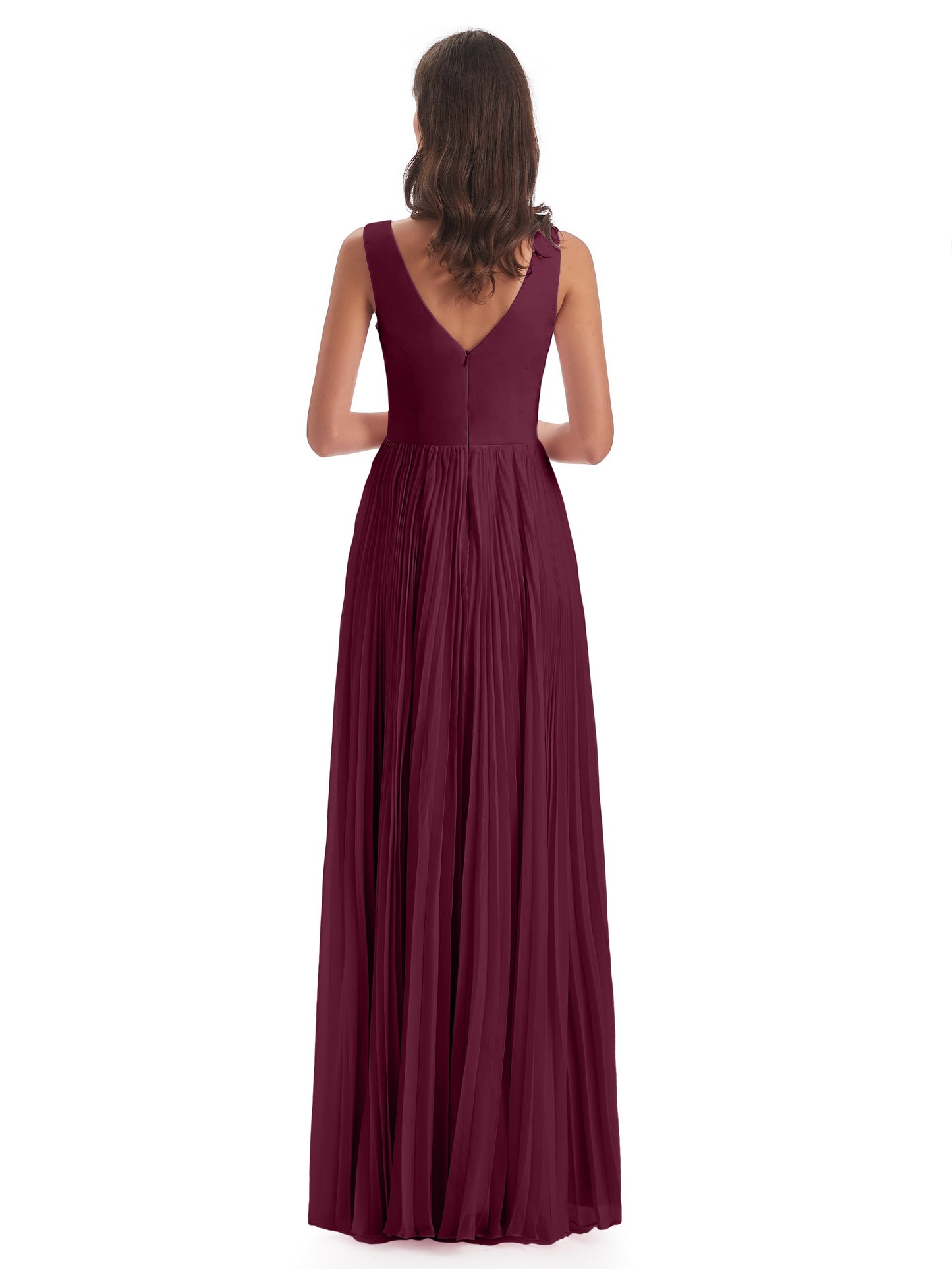 Kenya V-neck Split Chiffon Long Bridesmaid Dresses