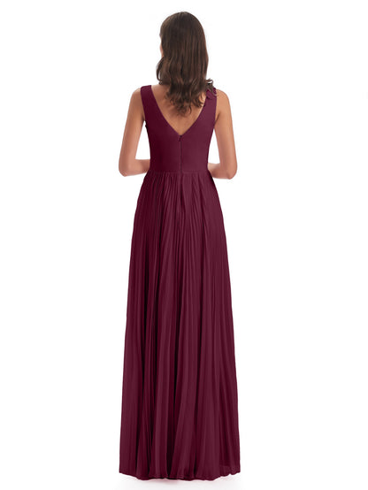 Kenya V-neck Split Chiffon Long Bridesmaid Dresses