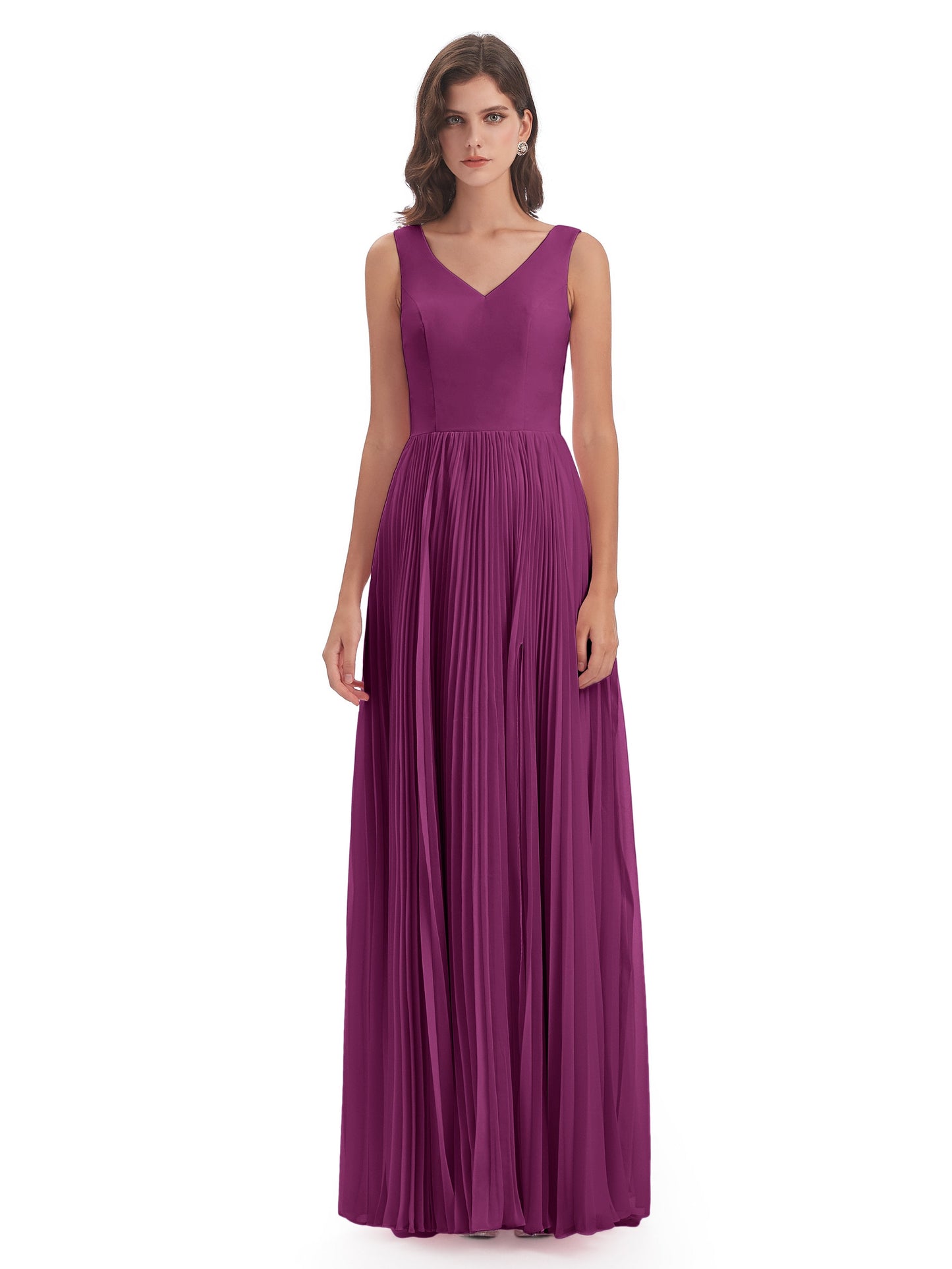 Kenya V-neck Split Chiffon Long Bridesmaid Dresses