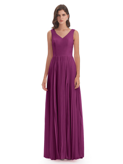 Kenya V-neck Split Chiffon Long Bridesmaid Dresses