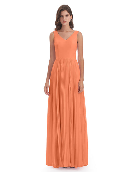 Kenya V-neck Split Chiffon Long Bridesmaid Dresses