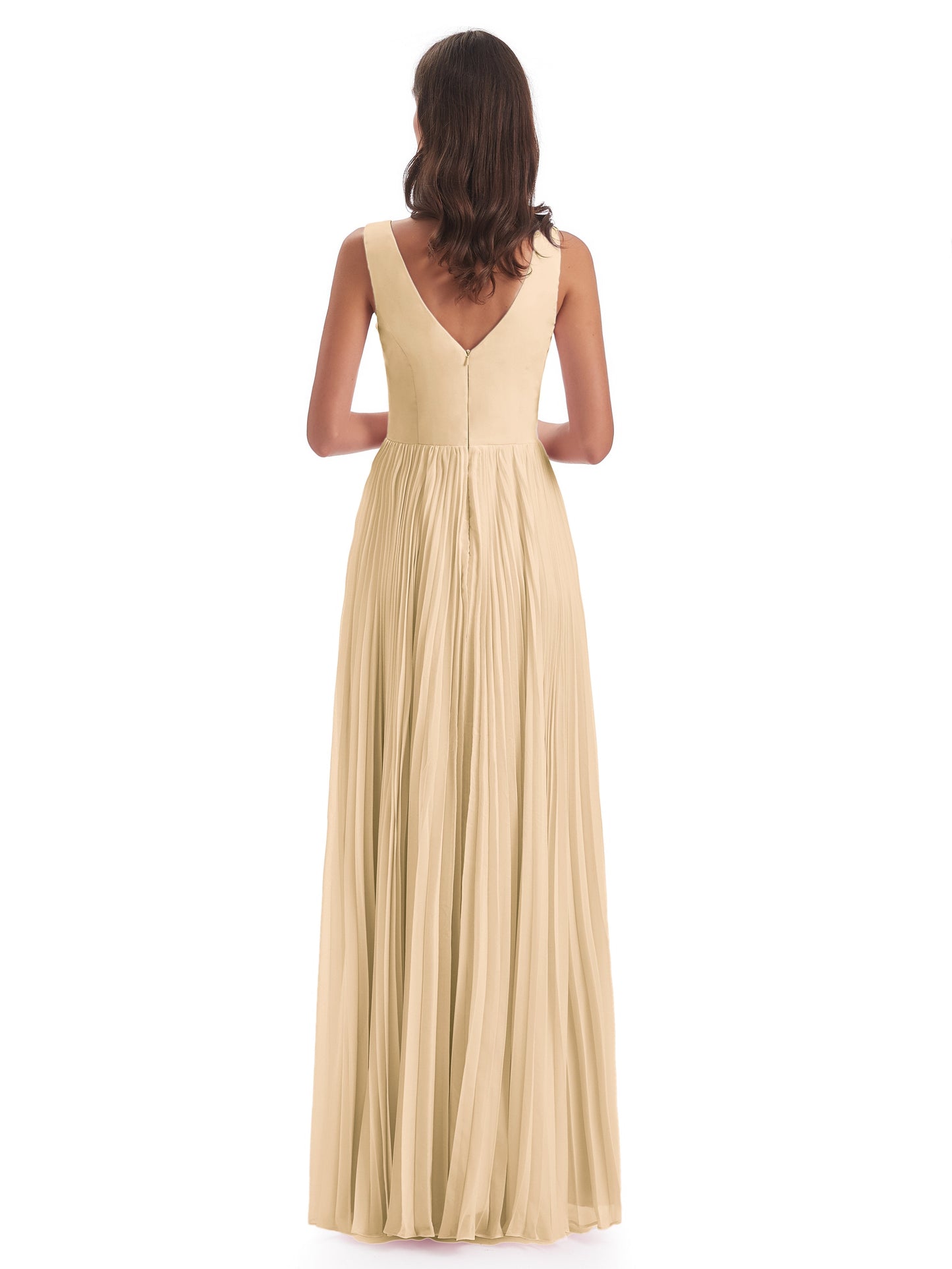 Kenya V-neck Split Chiffon Long Bridesmaid Dresses