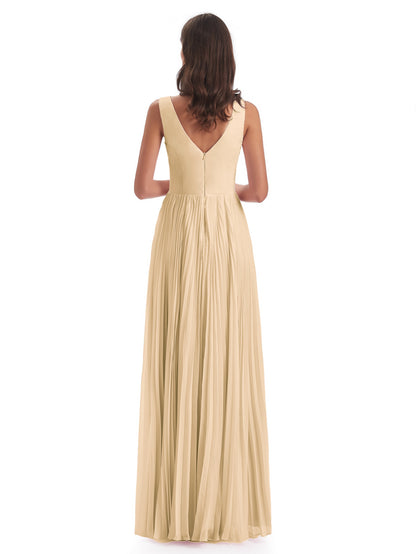 Kenya V-neck Split Chiffon Long Bridesmaid Dresses