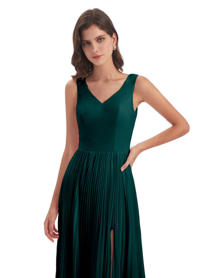 Kenya V-neck Split Chiffon Long Bridesmaid Dresses