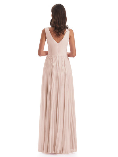 Kenya V-neck Split Chiffon Long Bridesmaid Dresses