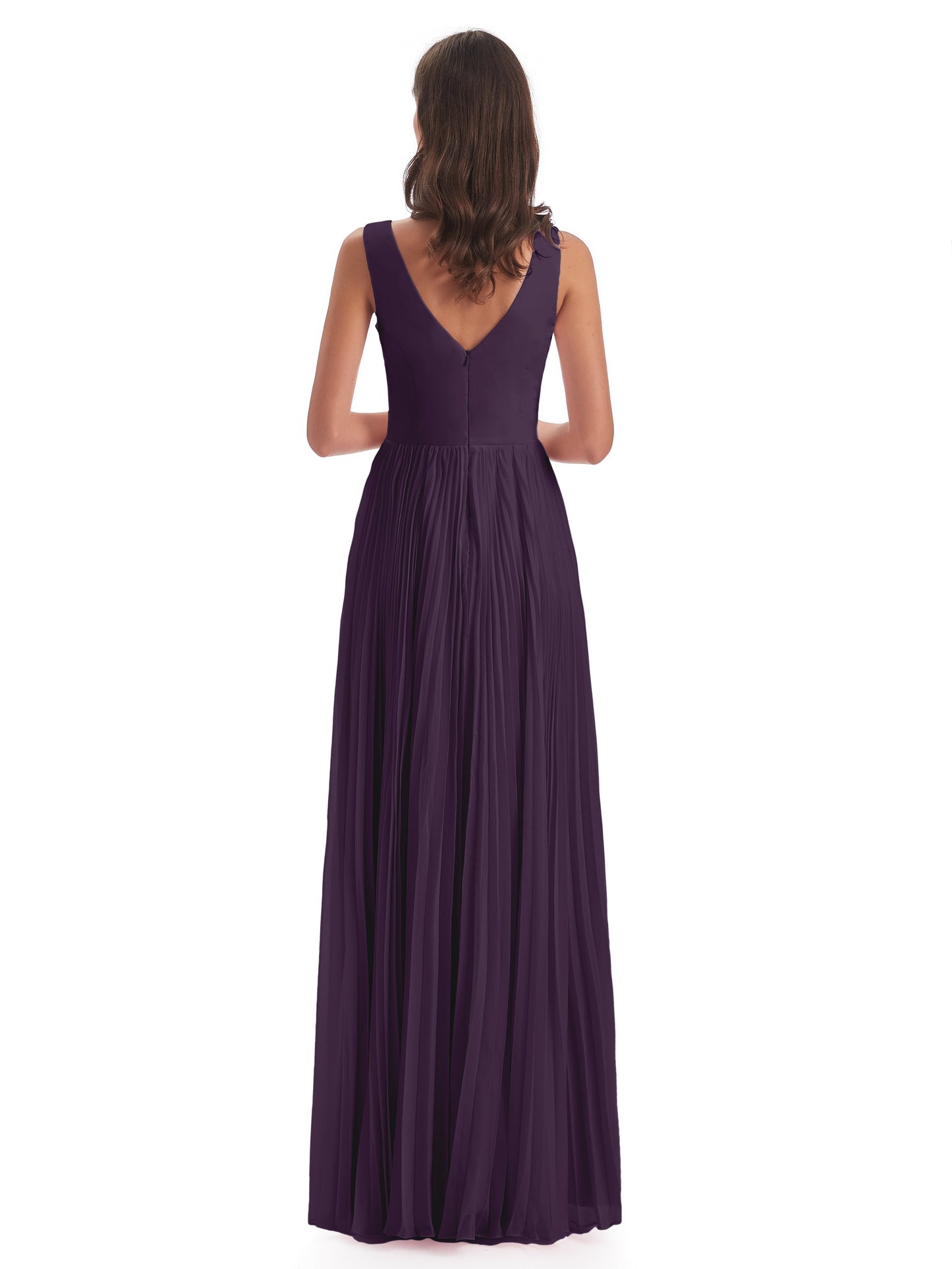 Kenya V-neck Split Chiffon Long Bridesmaid Dresses