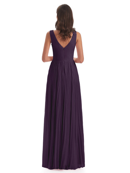 Kenya V-neck Split Chiffon Long Bridesmaid Dresses