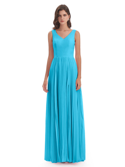 Kenya V-neck Split Chiffon Long Bridesmaid Dresses