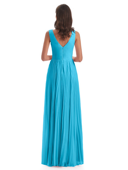 Kenya V-neck Split Chiffon Long Bridesmaid Dresses