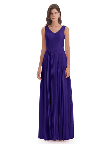 Kenya V-neck Split Chiffon Long Bridesmaid Dresses