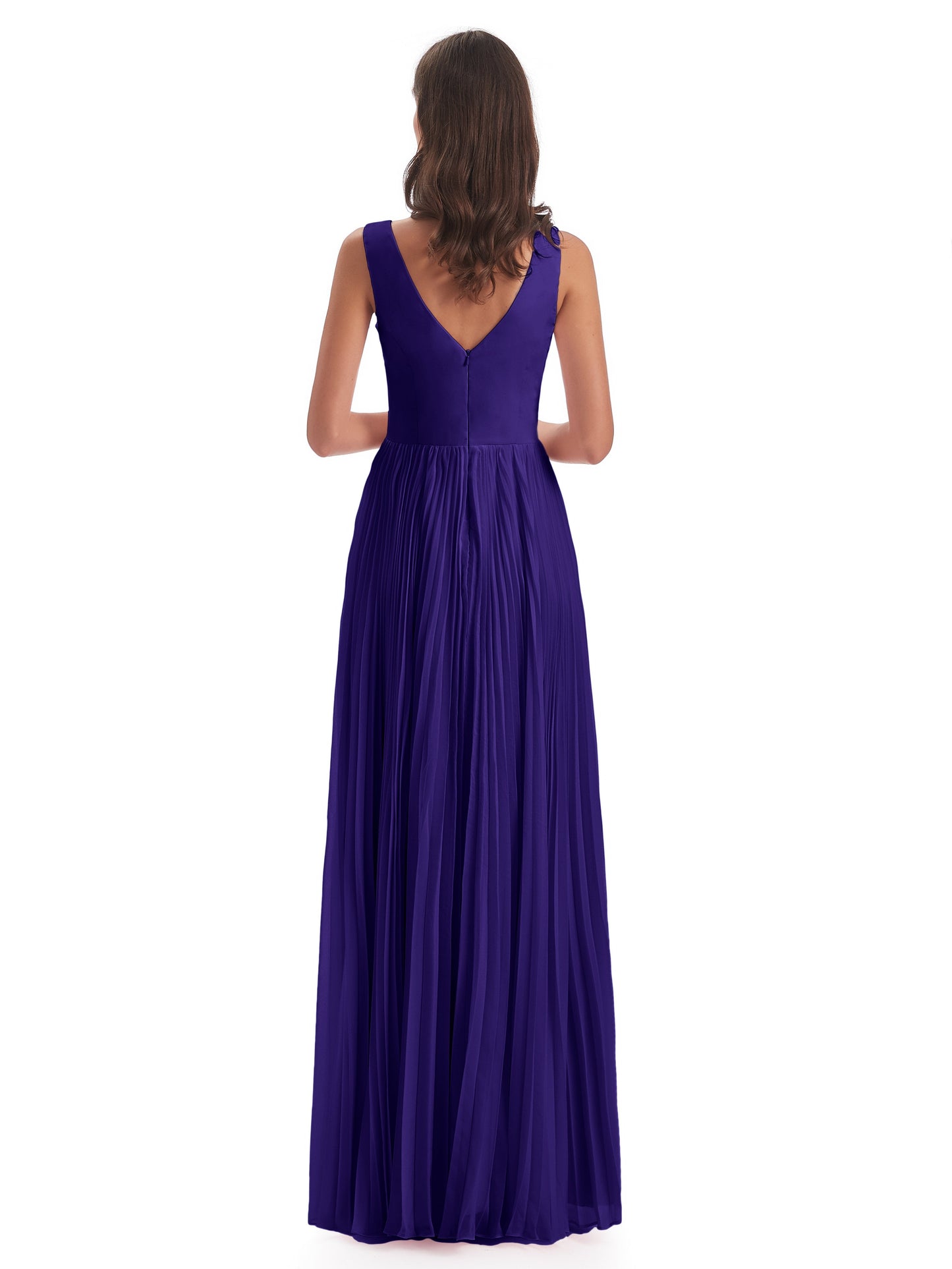 Kenya V-neck Split Chiffon Long Bridesmaid Dresses