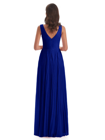Kenya V-neck Split Chiffon Long Bridesmaid Dresses