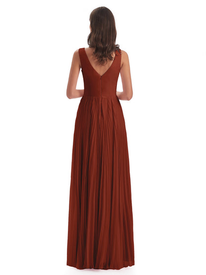 Kenya V-neck Split Chiffon Long Bridesmaid Dresses