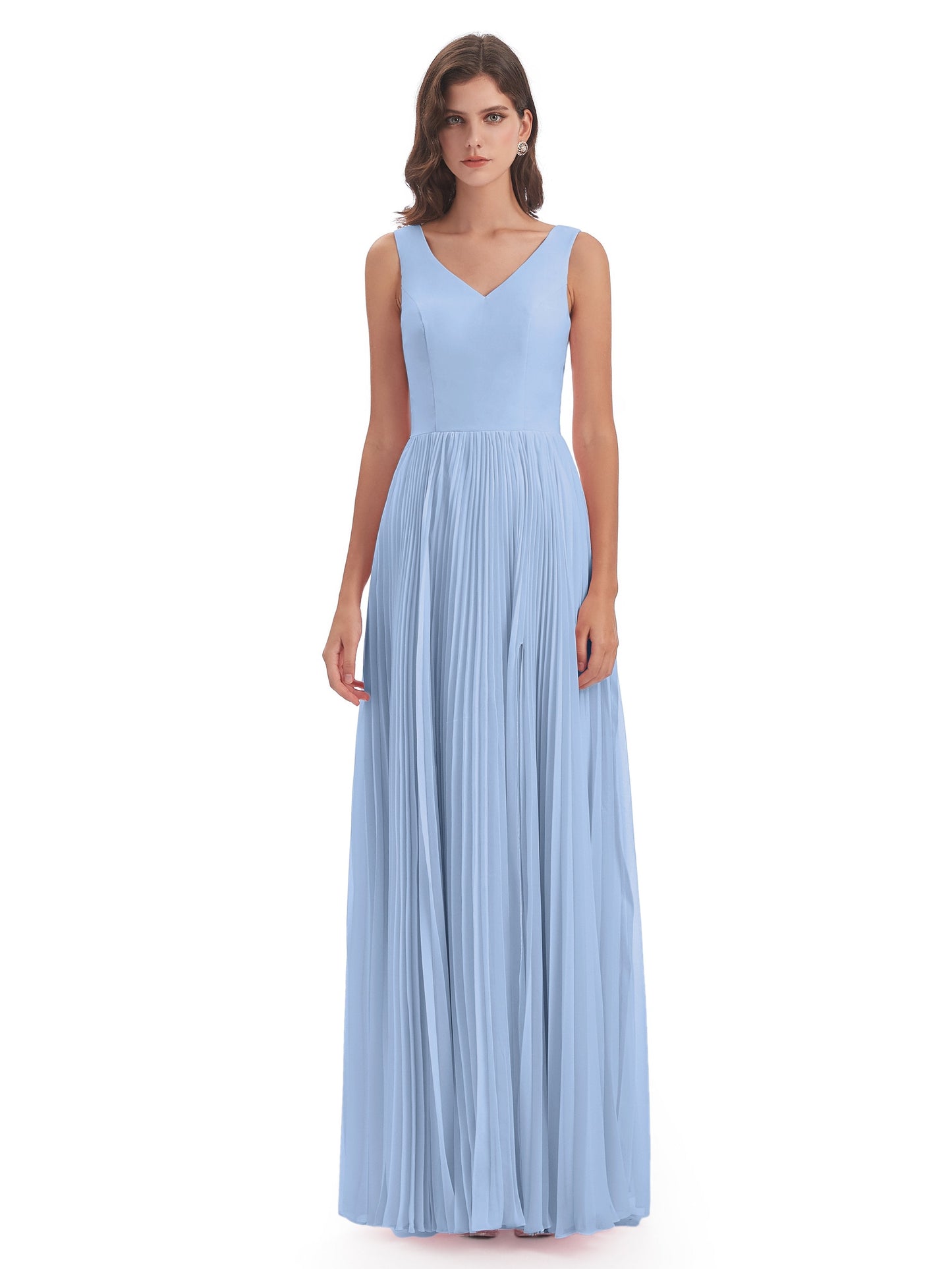 Kenya V-neck Split Chiffon Long Bridesmaid Dresses