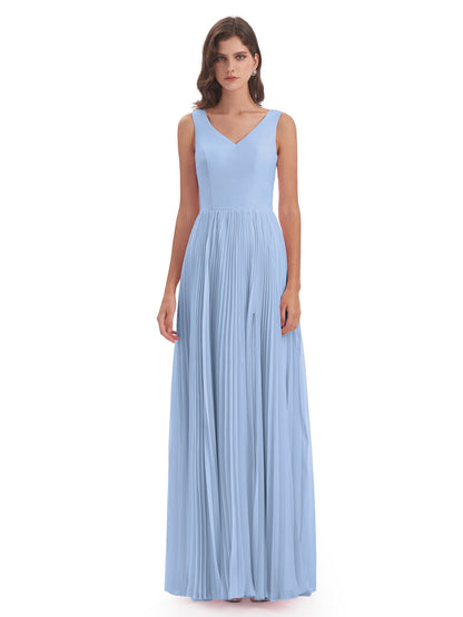 Kenya V-neck Split Chiffon Long Bridesmaid Dresses