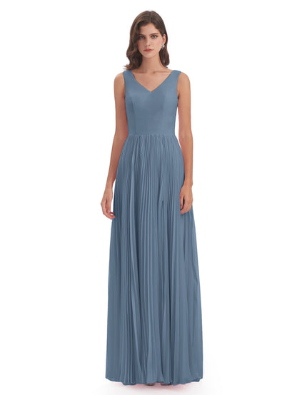Kenya V-neck Split Chiffon Long Bridesmaid Dresses