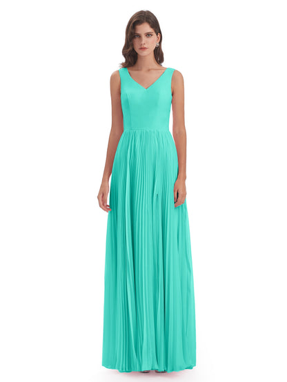 Kenya V-neck Split Chiffon Long Bridesmaid Dresses
