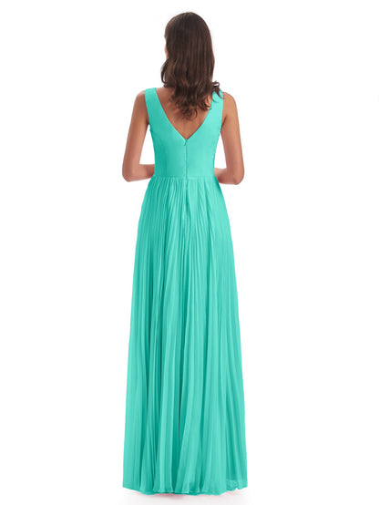 Kenya V-neck Split Chiffon Long Bridesmaid Dresses