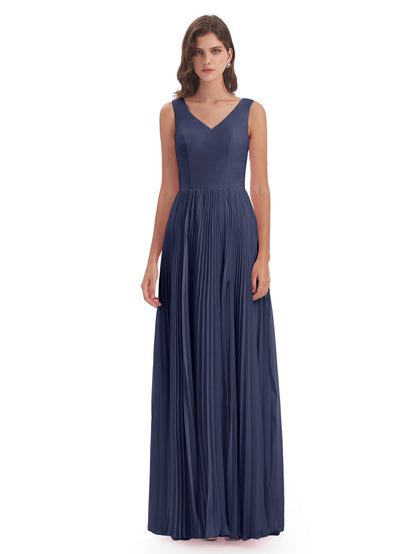 Kenya V-neck Split Chiffon Long Bridesmaid Dresses
