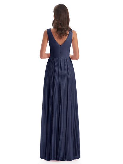 Kenya V-neck Split Chiffon Long Bridesmaid Dresses