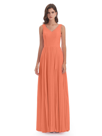 Kenya V-neck Split Chiffon Long Bridesmaid Dresses