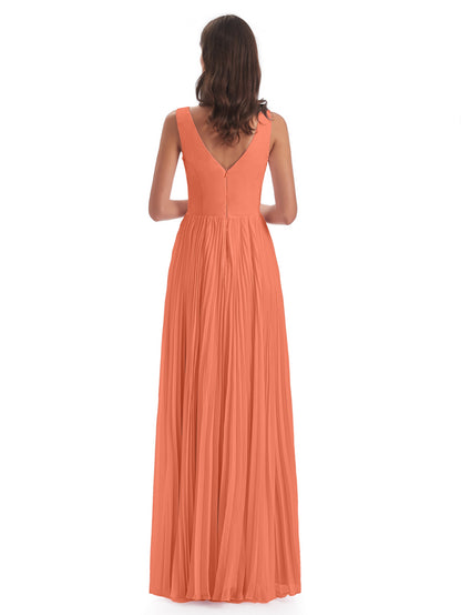 Kenya V-neck Split Chiffon Long Bridesmaid Dresses